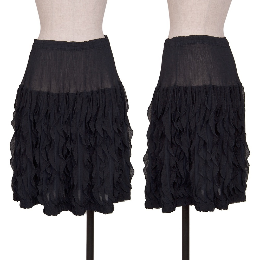 Issey Miyake Navy Ruffled Skirt
